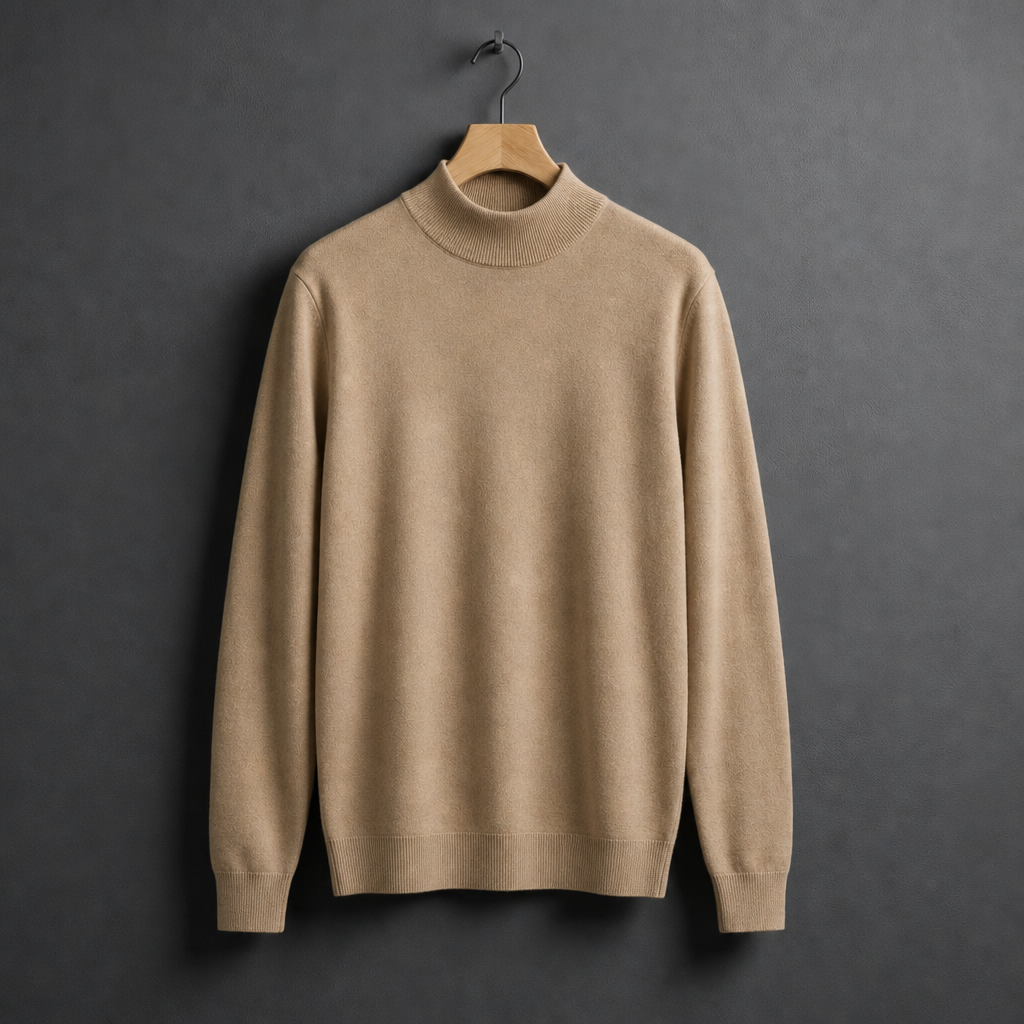 Sagres Mock Neck Cashmere Sweater in Beige