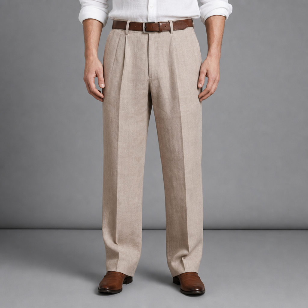 Kythnos Relaxed Linen Trousers in Beige