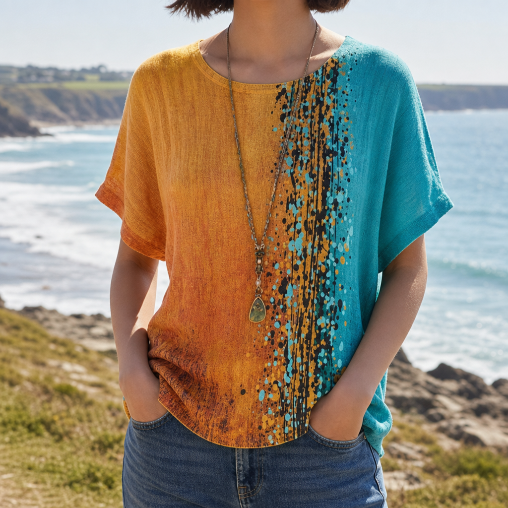 Ios Colorblock Graphic Blouse in Multicolor
