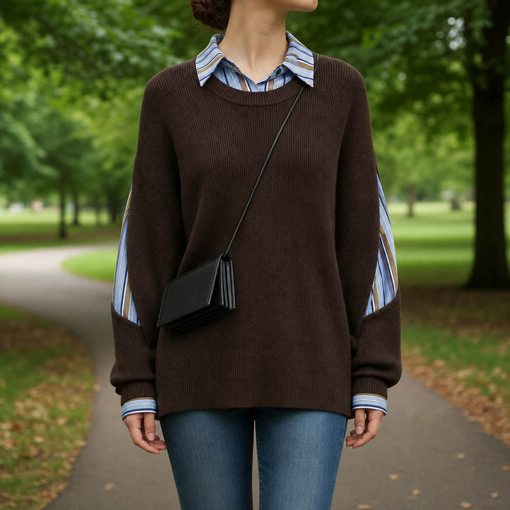 Montpellier Ribbed 2-in-1 Sweater in Dark Brown
