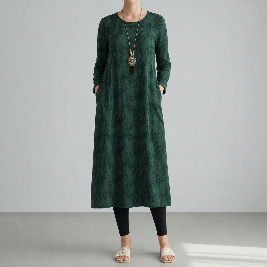 Gozo Printed Midi Dress in Green