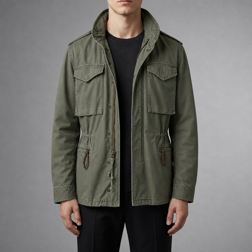 Pollensa Vintage Military Field Jacket in Green