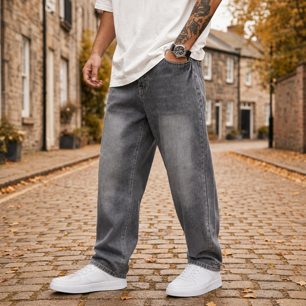 Rapallo Straight Fit Grey Jeans in Washed Gray