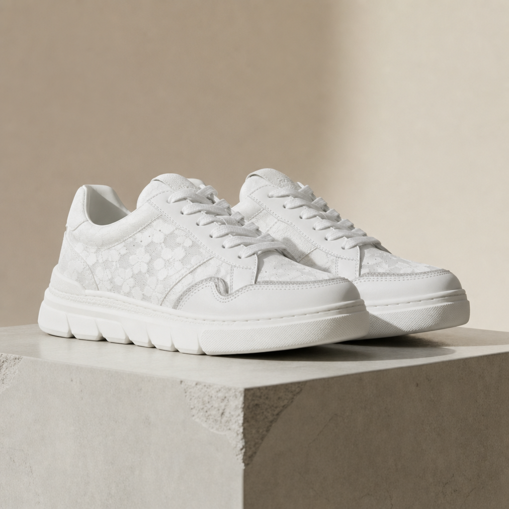 Merano Lace Mesh Chunky Sneakers in White