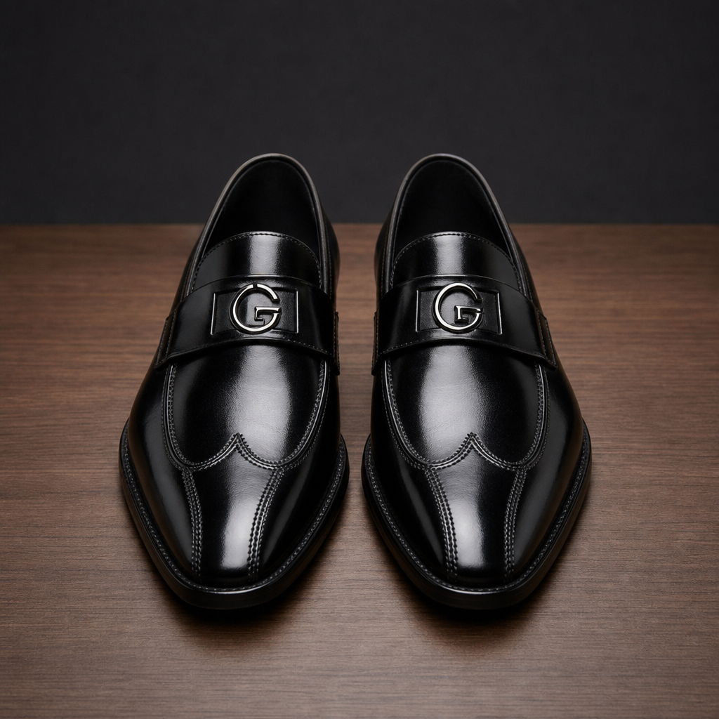 Nazare Leather Monk Strap Loafers in Black
