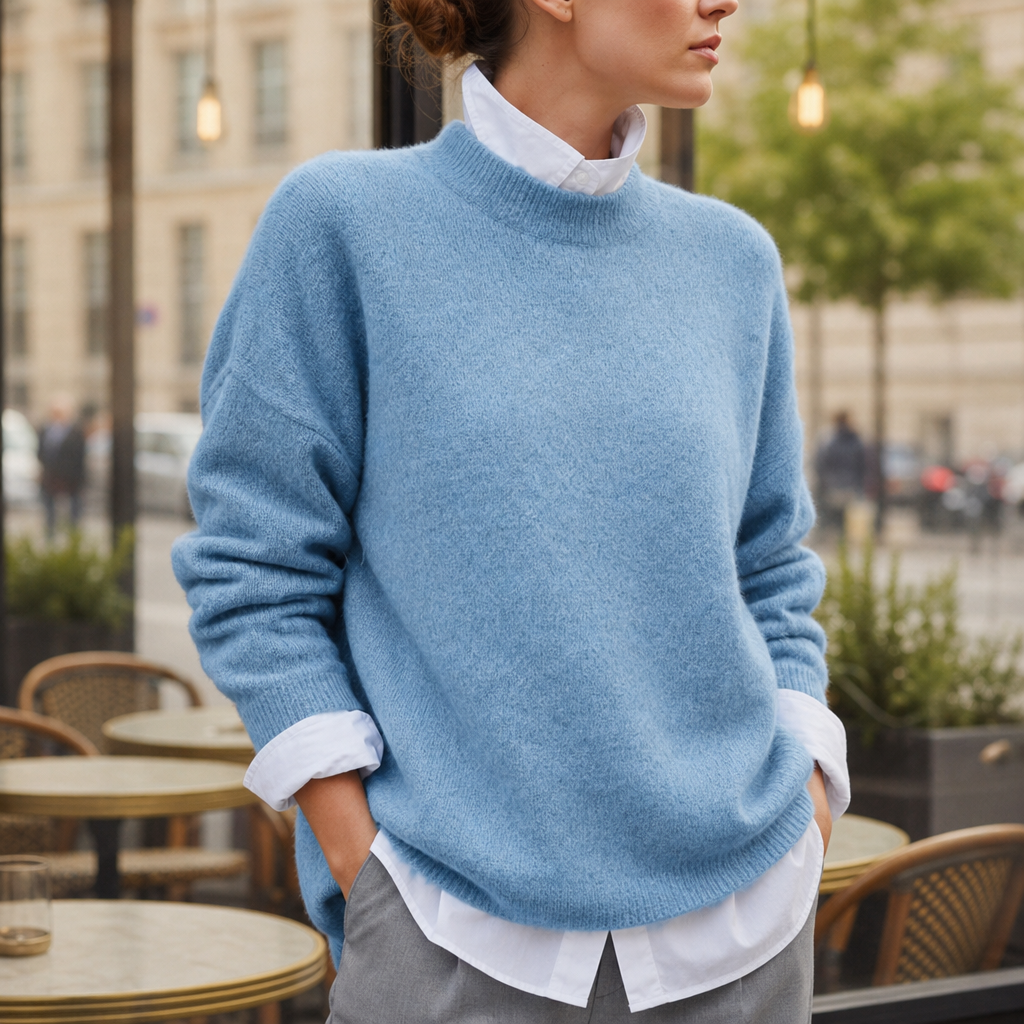 Volterra Oversized Knit Sweater in Blue