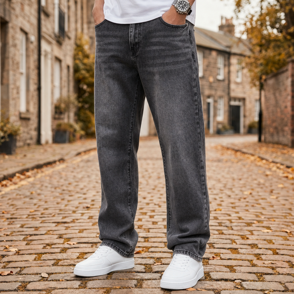 Rapallo Straight Fit Grey Jeans in Charcoal Black