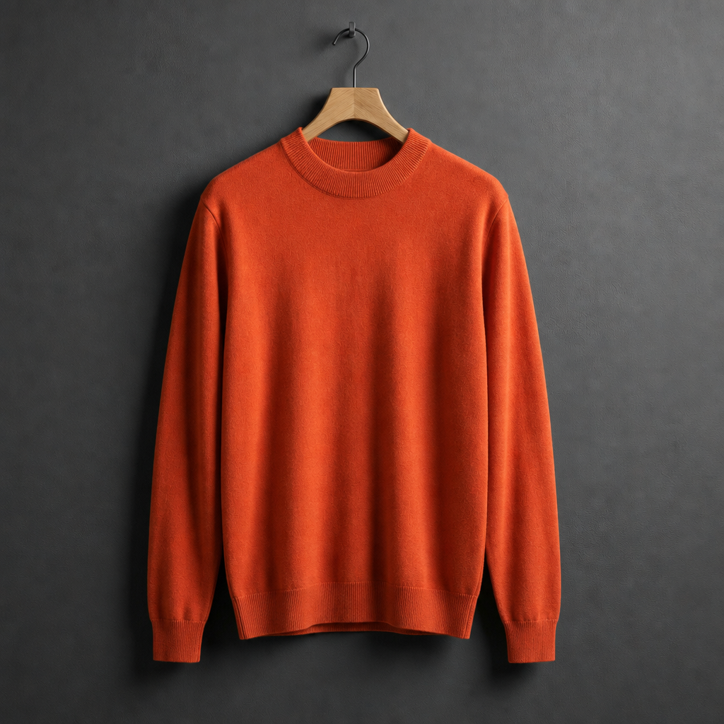 Sagres Mock Neck Cashmere Sweater in Orange