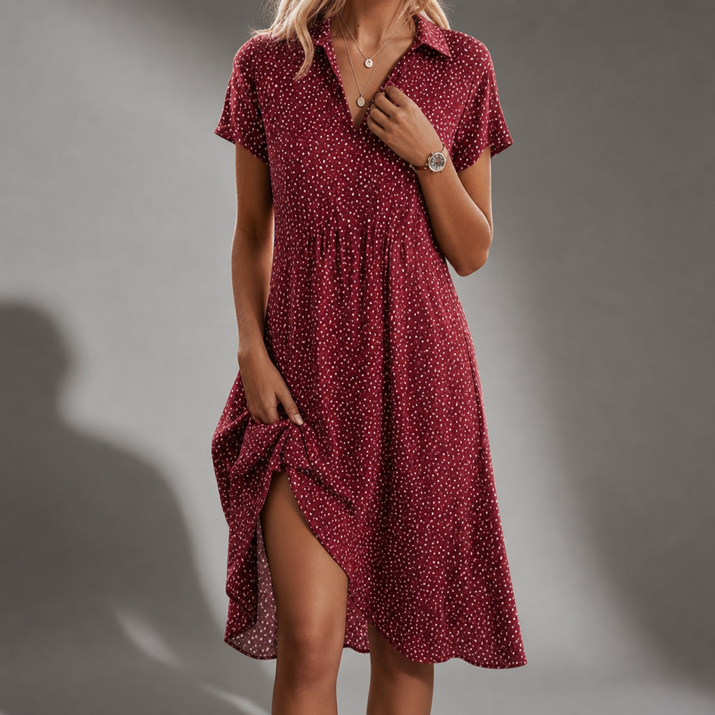 Biot Polka Dot Midi Dress in Red