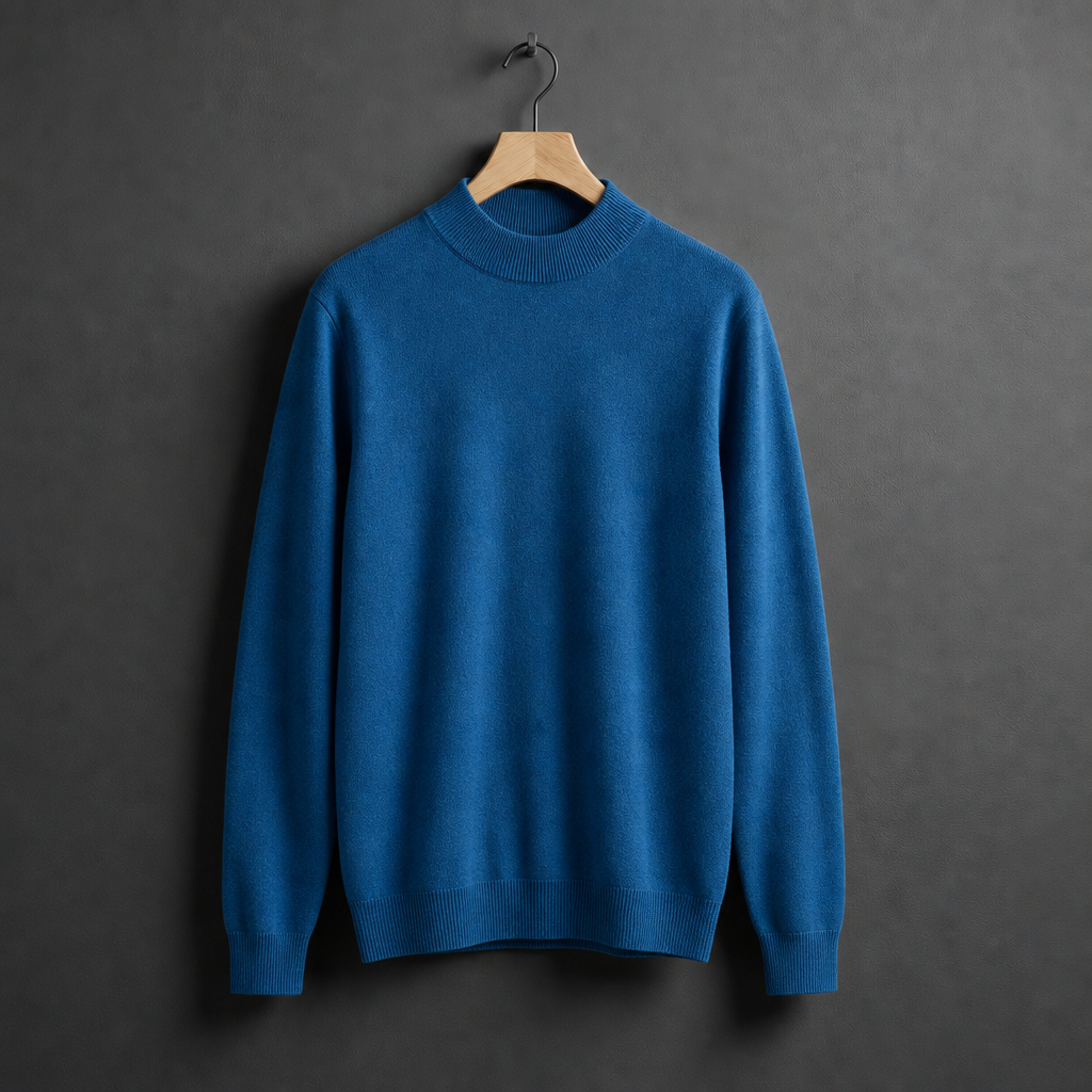 Sagres Mock Neck Cashmere Sweater in Royal Blue
