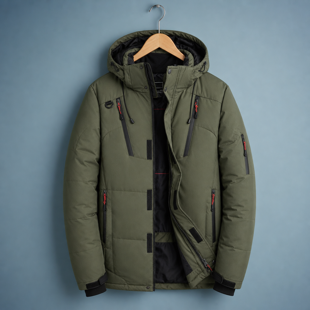 Spoleto Insulated Hooded Parka in Olive Green