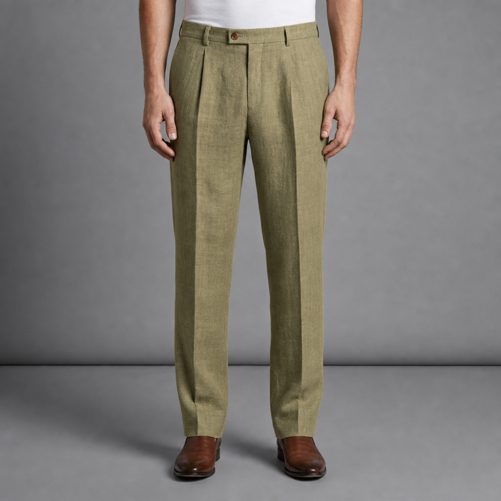 Kythnos Relaxed Linen Trousers in Green