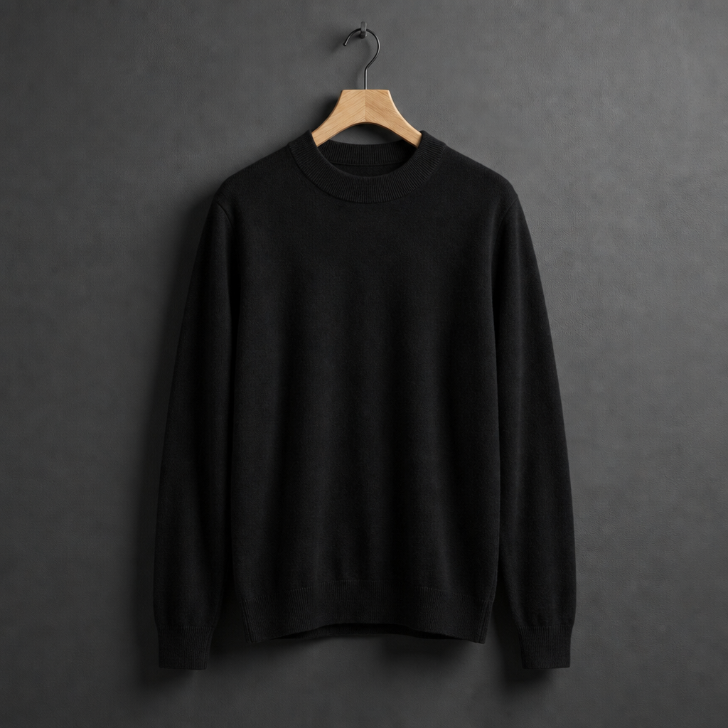 Sagres Mock Neck Cashmere Sweater in Black