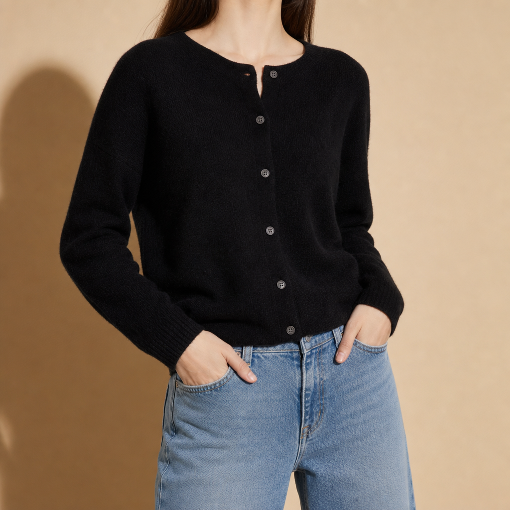 Ostuni Knit Button Cardigan in Black