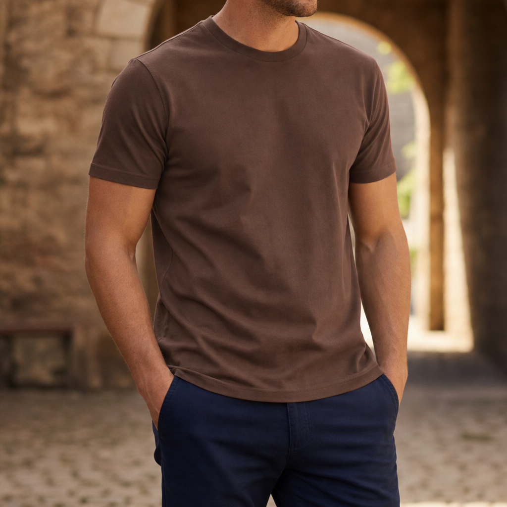 Como Classic Crewneck Tee in Coffee