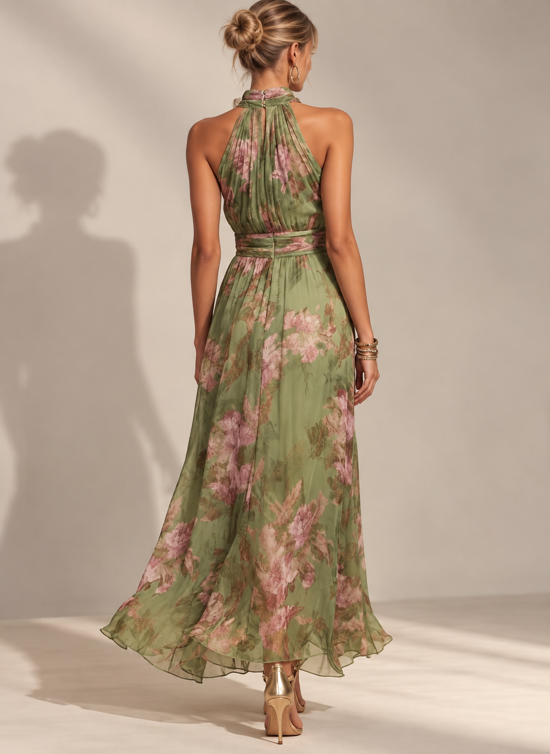 Gythio Floral Halter Maxi Dress