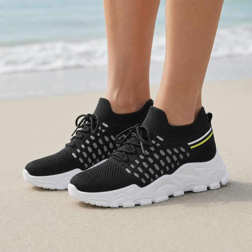 Alberobello Orthopedic Chunky Sneakers in Black and White