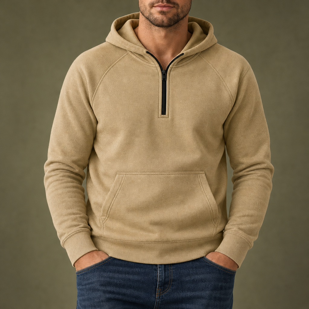 Albufeira Quarter-Zip Hoodie in Beige