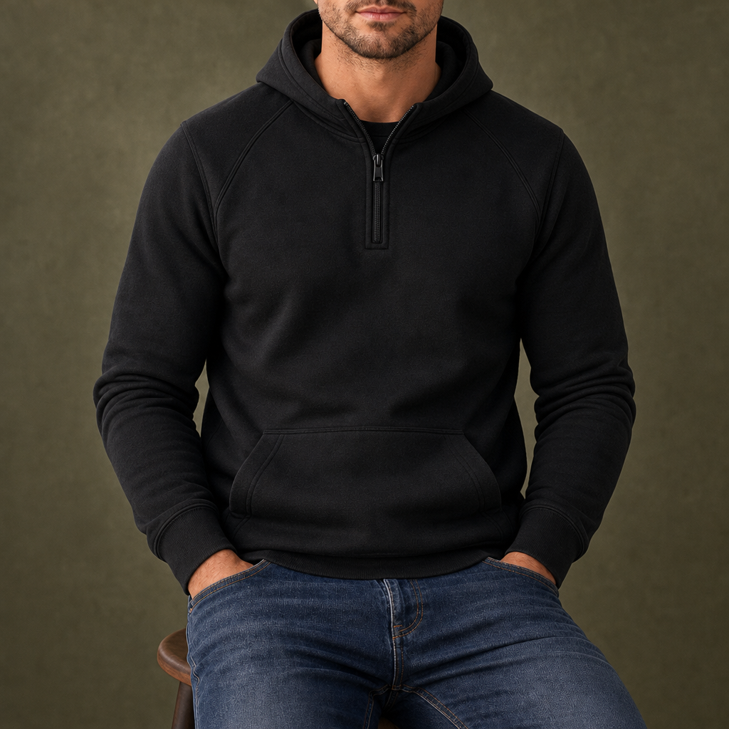 Albufeira Quarter-Zip Hoodie in Black