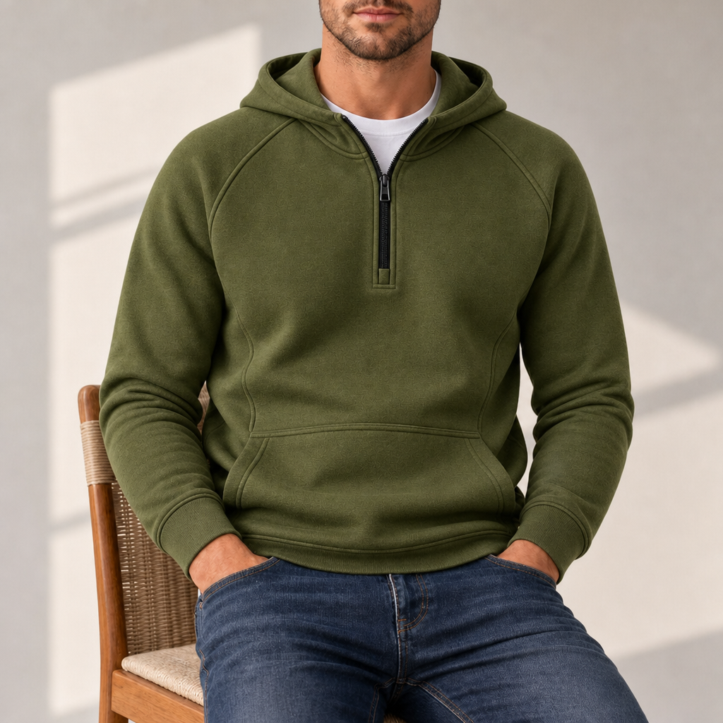 Albufeira Quarter-Zip Hoodie in Dark Green