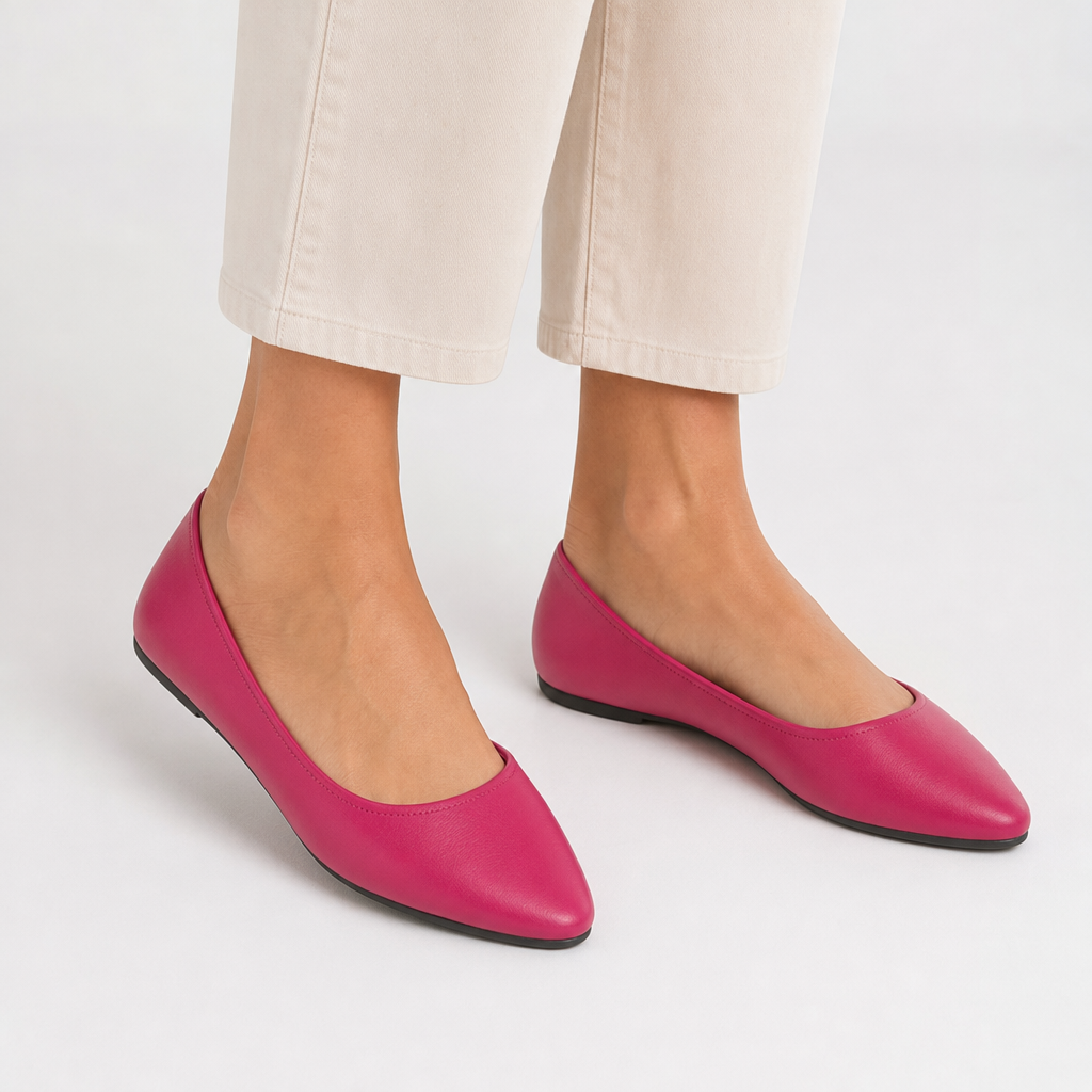 Almeria Orthopedic Leather Ballet Flats in Red