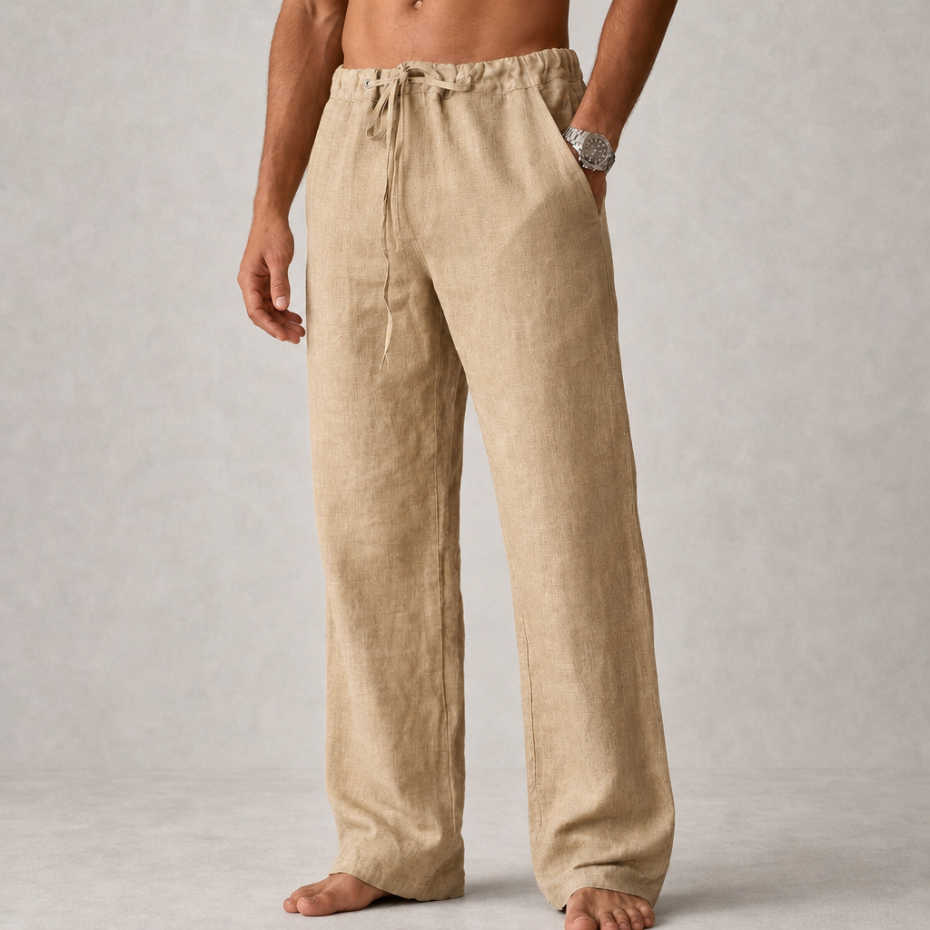 Bellagio Linen Drawstring Trousers in Cream