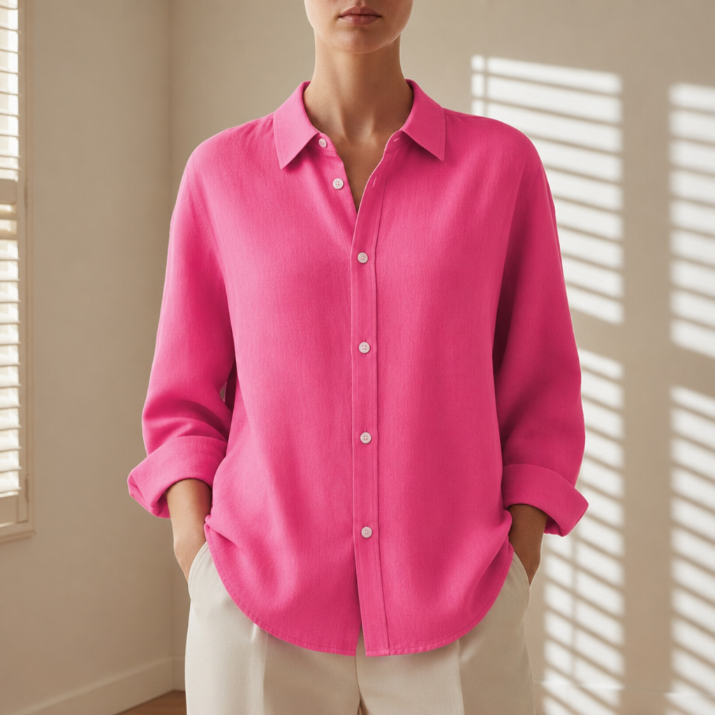 Cadaques Oversized Button-Down Shirt in Fuchsia