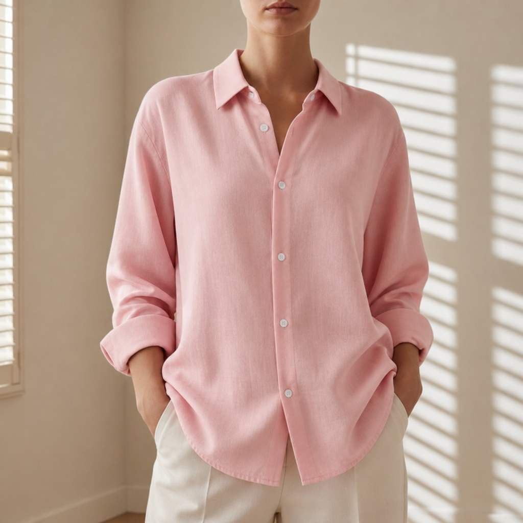 Cadaques Oversized Button-Down Shirt in Pink