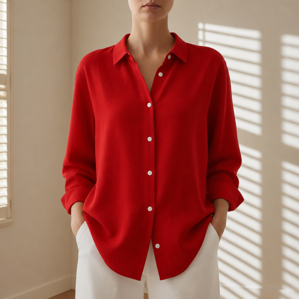 Cadaques Oversized Button-Down Shirt in Red