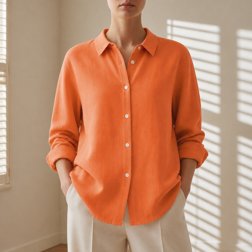 Cadaques Oversized Button-Down Shirt in Orange