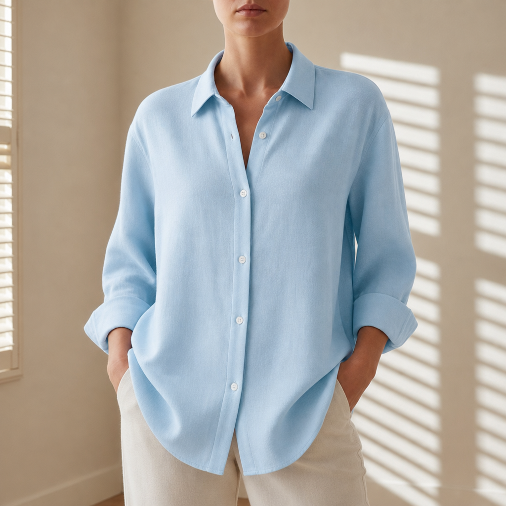 Cadaques Oversized Button-Down Shirt in Blue