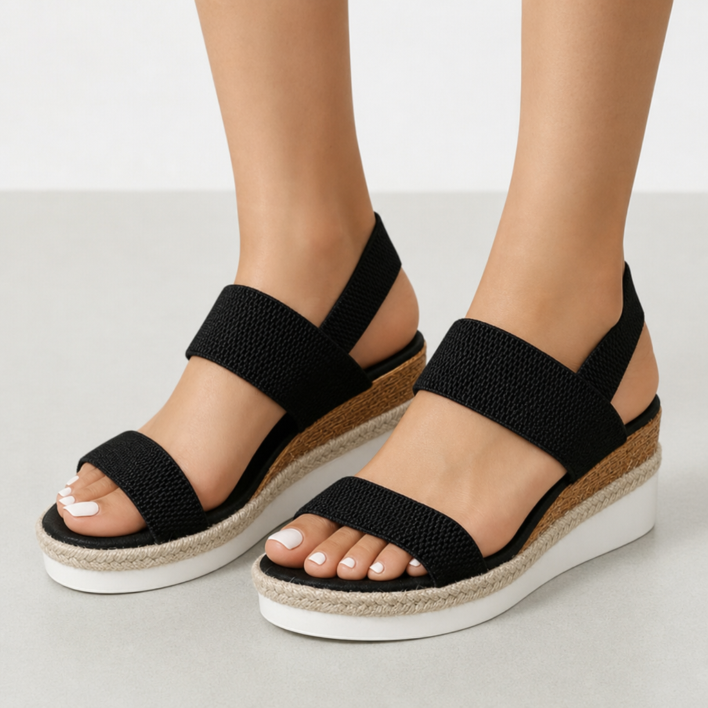 Chianti Orthopedic Wedge Sandals in Black