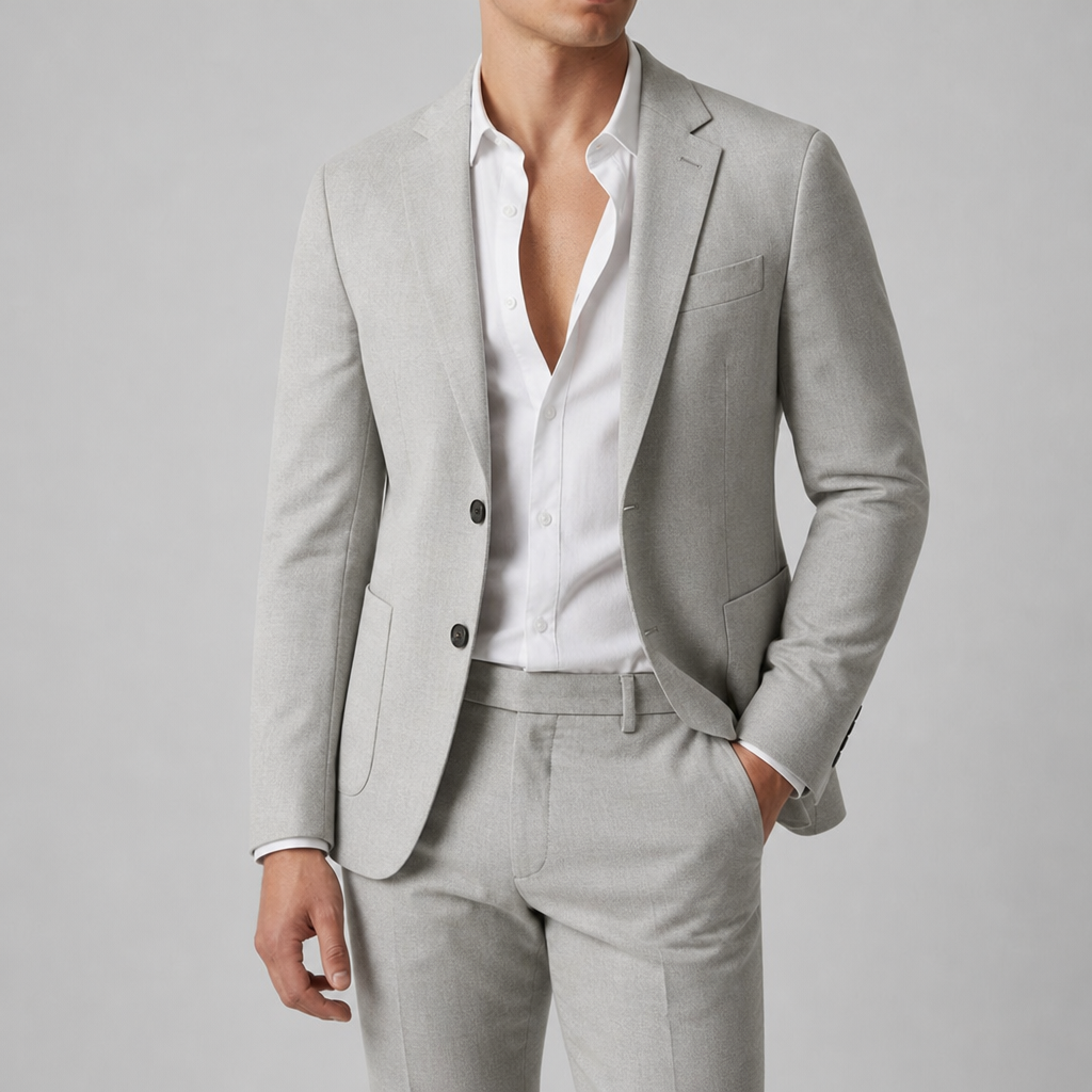 Corte Slim Fit Suit Set in Light Gray