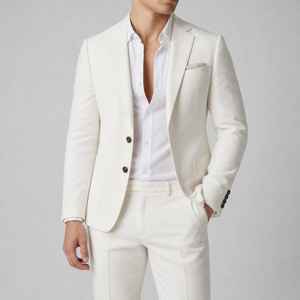 Corte Slim Fit Suit Set in White
