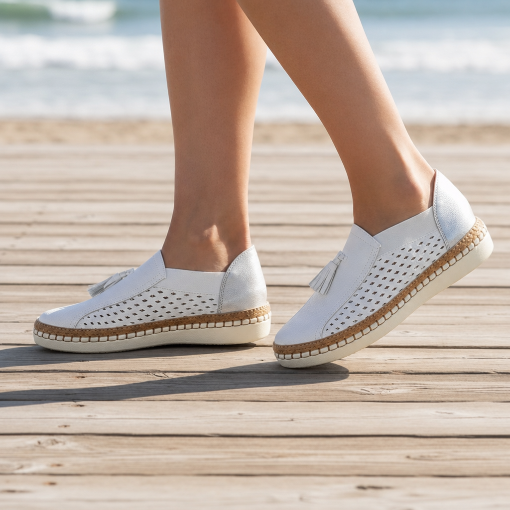 Elounda Orthopedic Perforated Slip-Ons in White