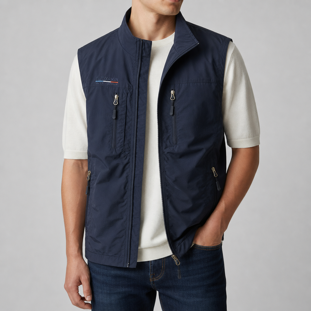 Estoril Multi-Pocket Utility Vest in Navy Blue