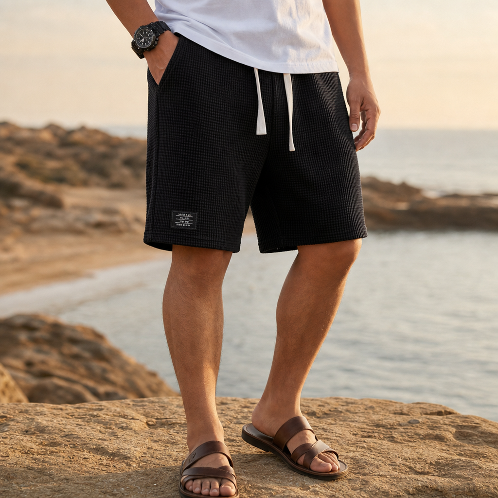 Fiesole Waffle Knit Shorts in Black