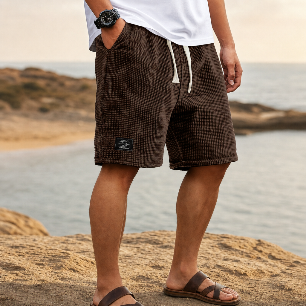 Fiesole Waffle Knit Shorts in Dark Brown