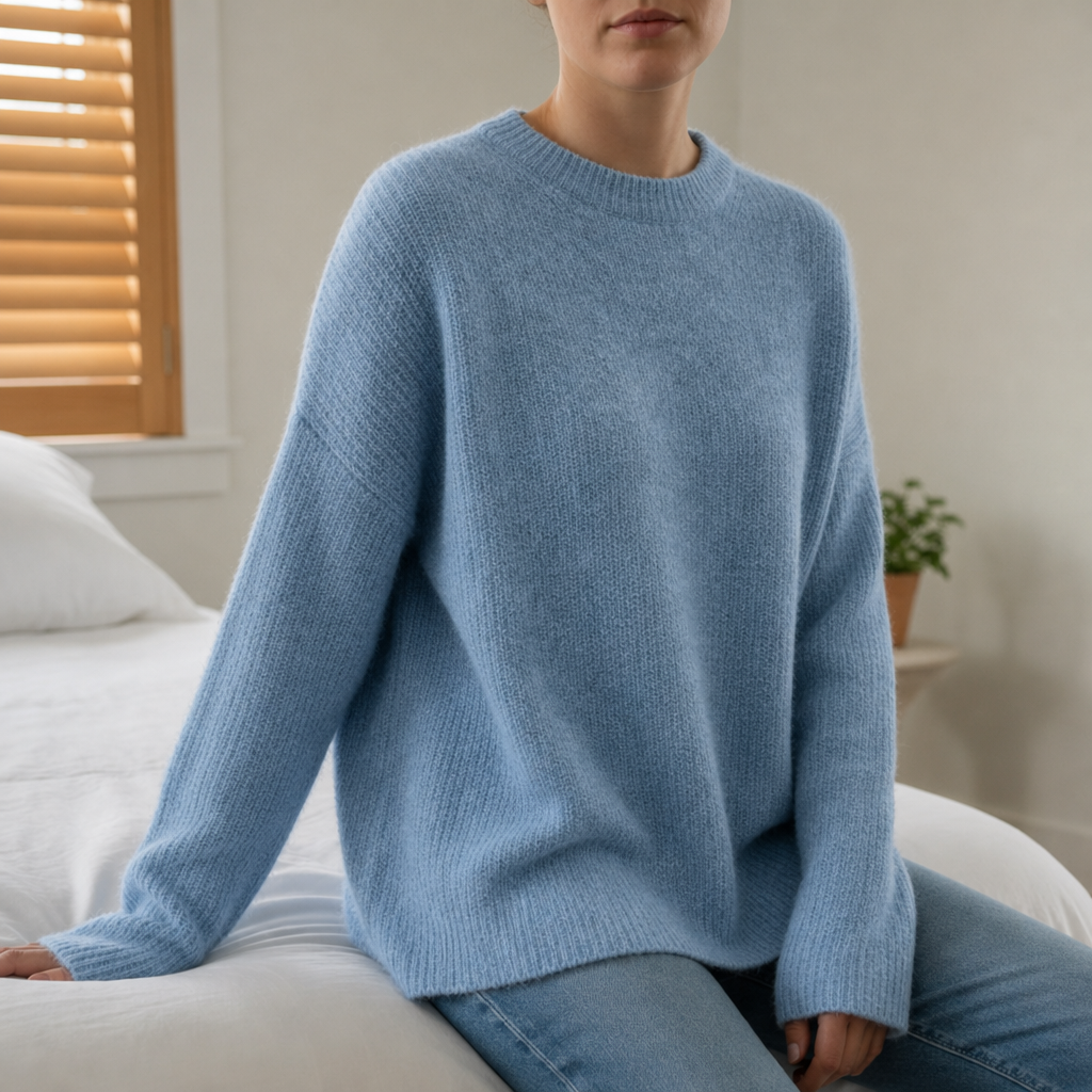 Ierapetra Loose Fit Crewneck Sweater in Blue