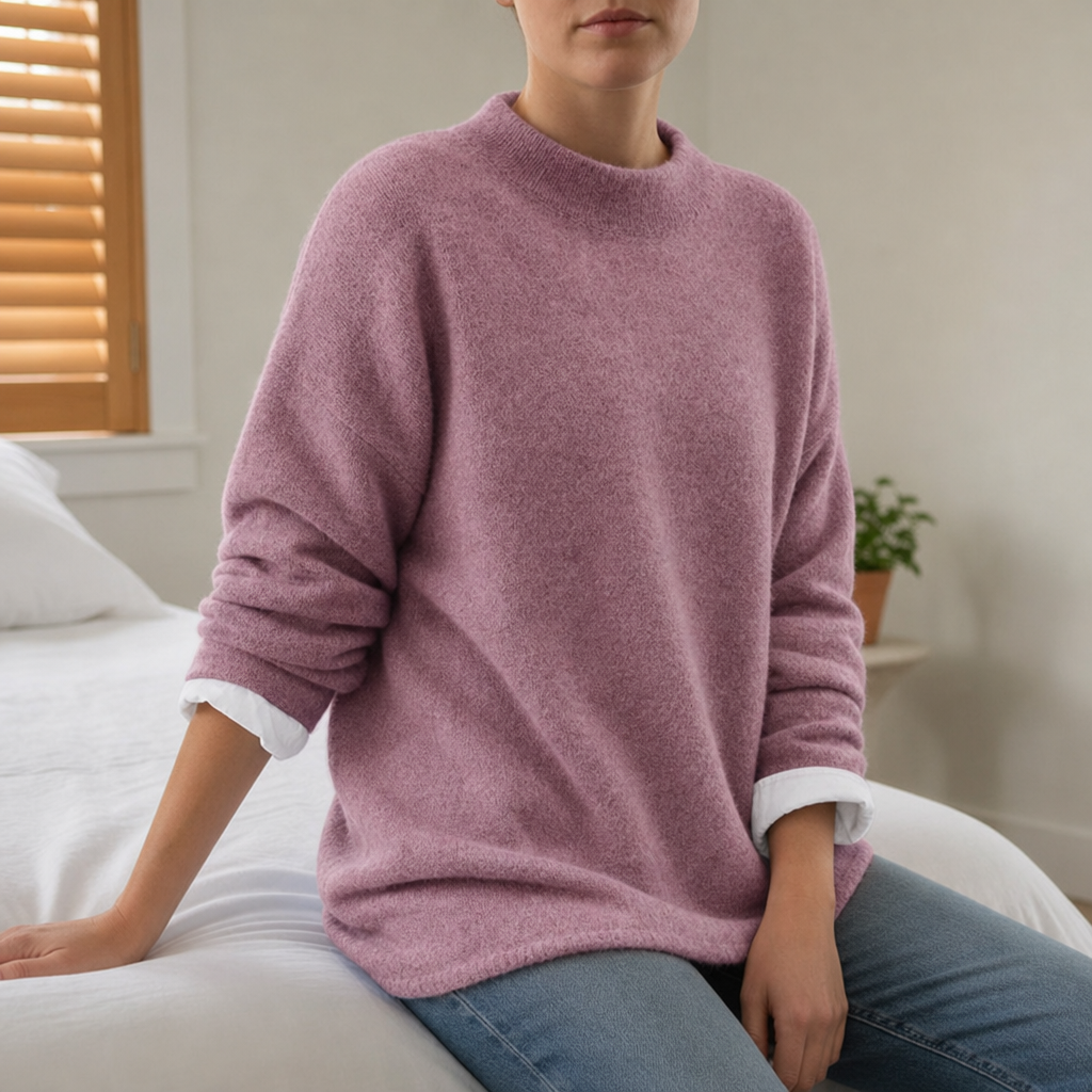 Ierapetra Loose Fit Crewneck Sweater in Pink