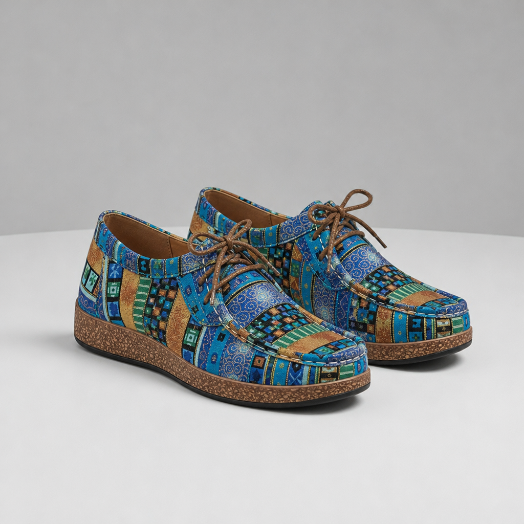 Ikaria Boho Print Orthopedic Sneakers in Blue