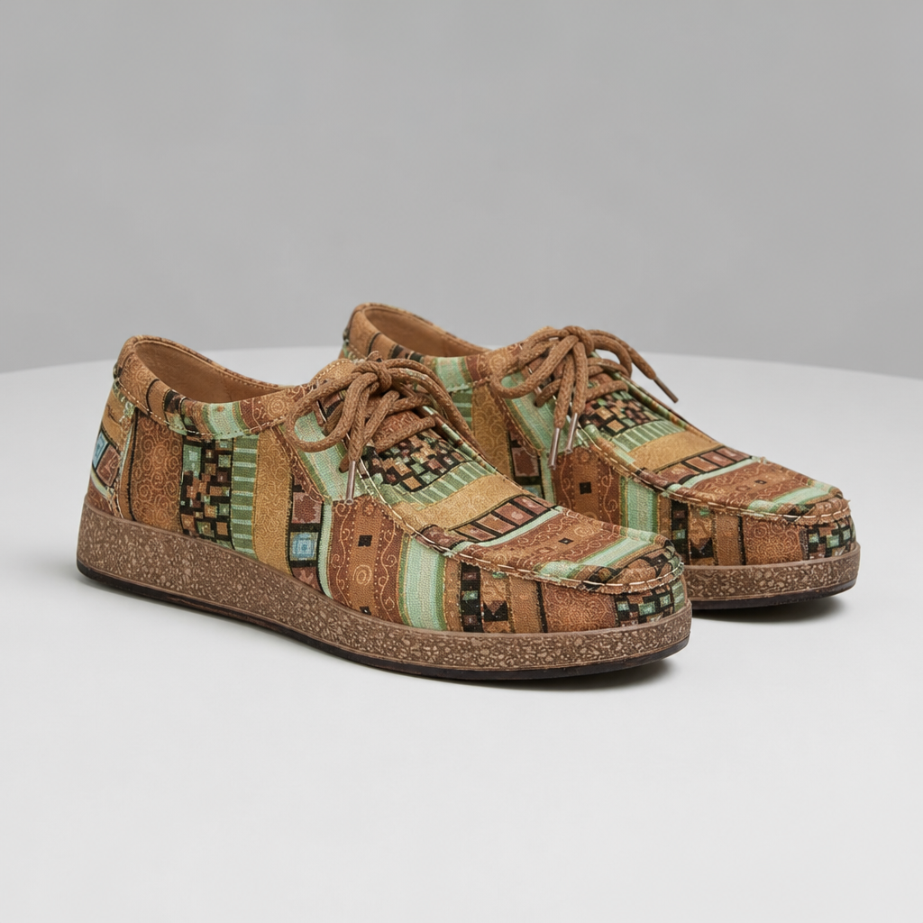 Ikaria Boho Print Orthopedic Sneakers in Khaki