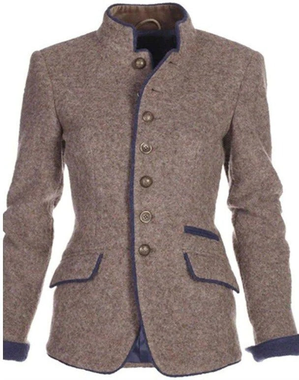 Cremona Stand-Collar Two-Tone Blazer