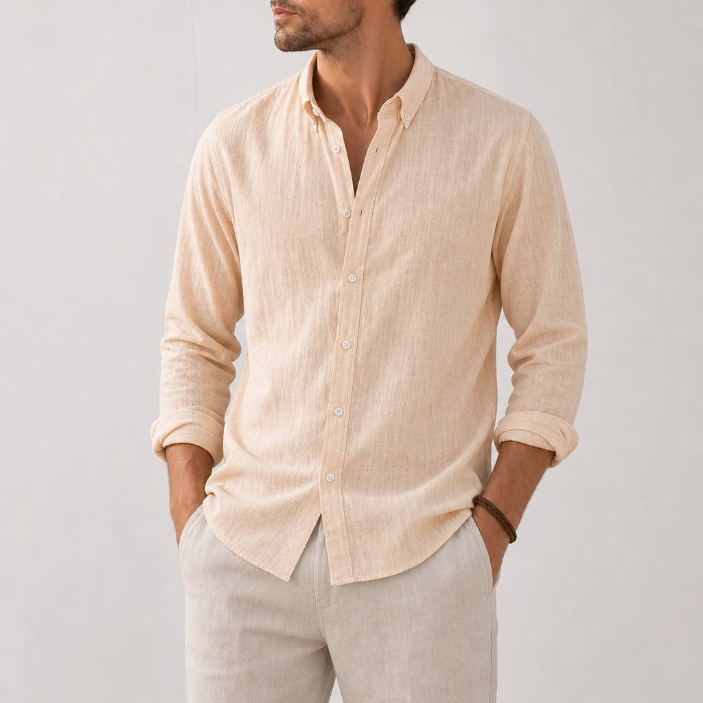 Kythnos Linen Cotton Casual Shirt in Apricot
