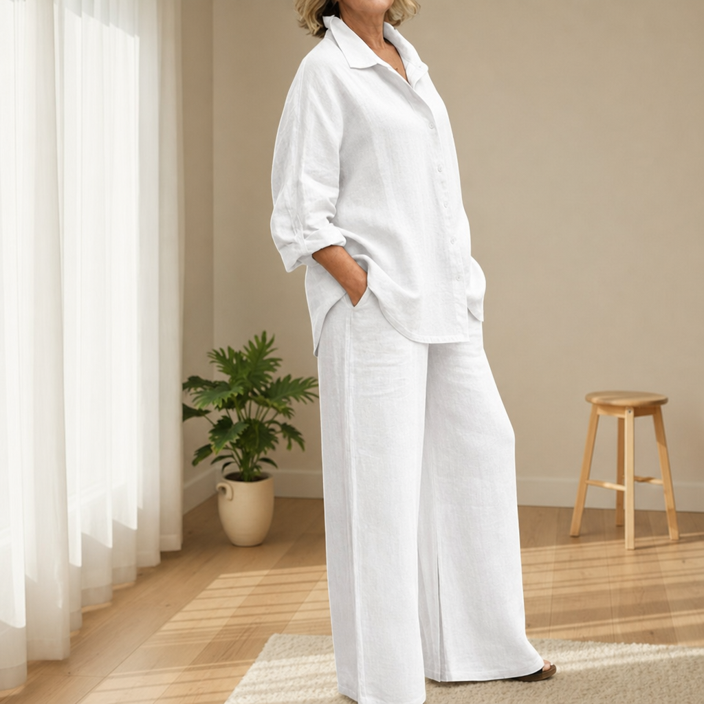 Lamego Linen Two-Piece Set in White