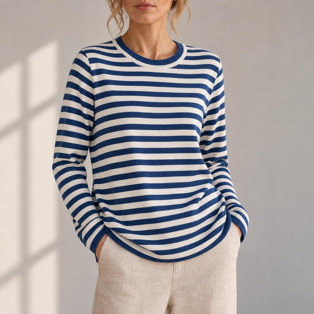 Larnaca Striped Knit Top in Azure Blue