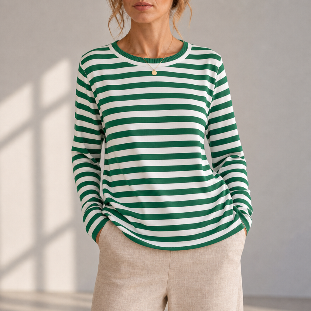 Larnaca Striped Knit Top in Saphire Green
