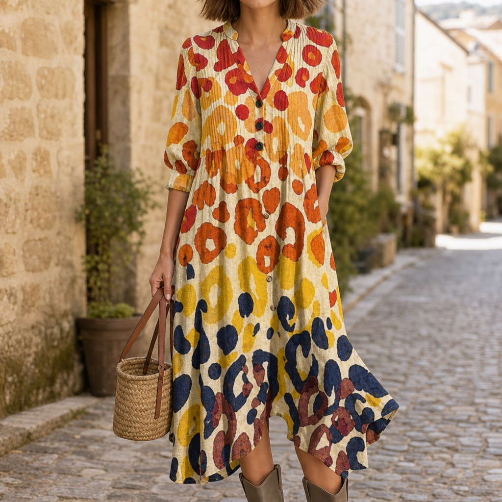 Lefkada Boho Floral Midi Dress in Yellow