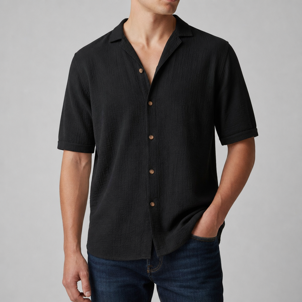 Lerici Linen Blend Casual Shirt in Black