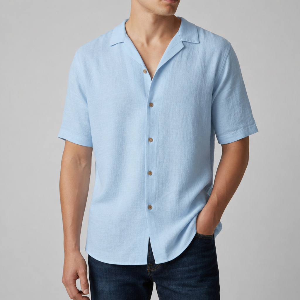Lerici Linen Blend Casual Shirt in Blue